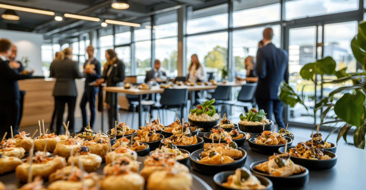 Corporate catering setup at an event venue in Elm City NC
