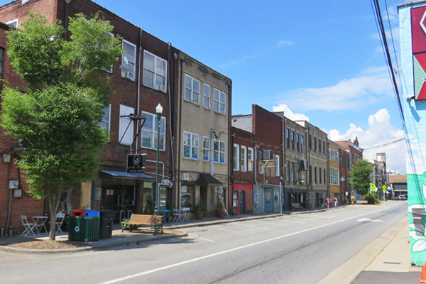 Small-town main street in Sims NC with view of local buildings, perfect setting for Corporate Catering in Sims NC