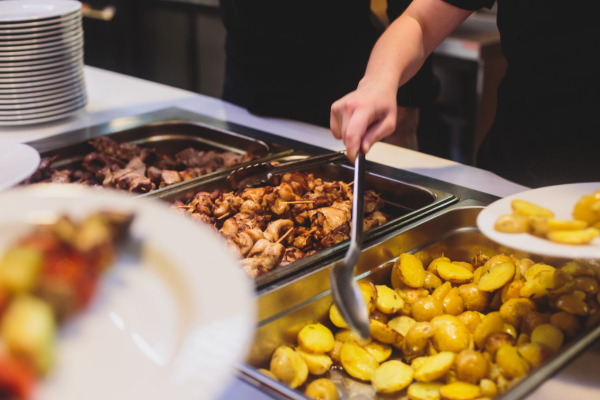 Corporate catering setup at a community center in Bailey NC.